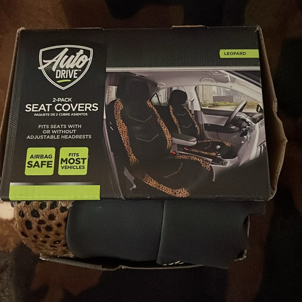 “Auto Drive” 2-Pack Leopard Seat Covers! - Picture 2 of 6